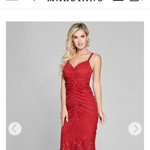 Marciano Beautiful Red Lace Midi Dress